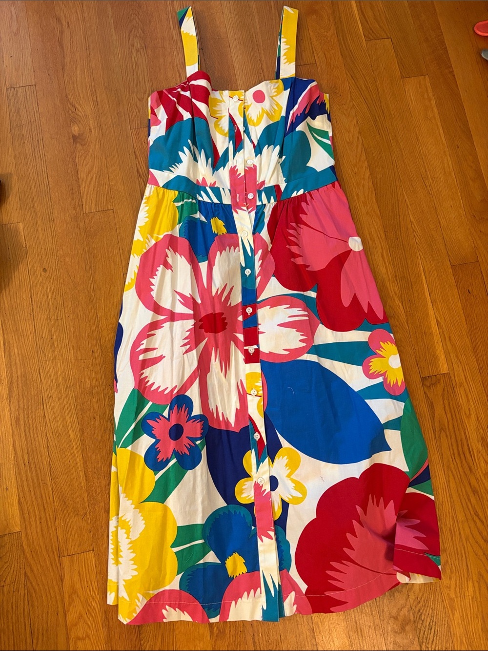 Boden Multicolor Floral Button-Front Midi Dress